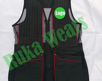 Colete de malha para tiro ao prato - Equipamento para tiro ao prato - Colete para tiro ao alvo tipo trap - Roupa esportiva premium para atividades ao ar livre - Colete para competições de tiro