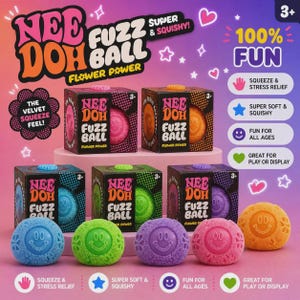 Nee Doh Fuzz Ball Stress Ball Soft Squishy Fidget Toy Anxiety Relief Fun Gift Kids Adults