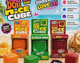 Nee Doh Nice Cube Soda Edition Squishy Stress Relief Toy Soft Sensory Fidget Cube Fun Gift for Kids and Adults