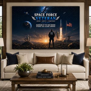 Cuadro decorativo de pared en lienzo con diseño de veterano de la Fuerza Espacial