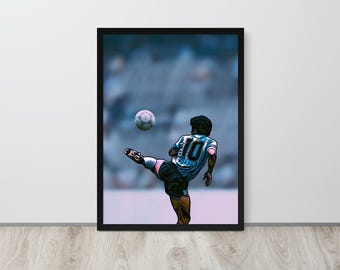 Poster Print Diego Maradona Voetbal Argentijns voetbal 10 beste speler ter wereld Sylvius Wolf Comics World Cup Argentijns oude retro muurkunst