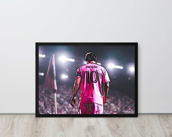 Poster kunst aan de muur Leo Messi 10 Inter Miami Sylvius Wolf Comics stijl voetbal fan WK voetbal fan afdrukken: