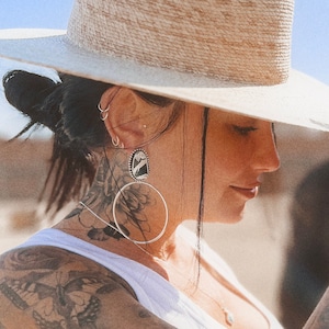 Custom Large White Buffalo Turquoise Hoops
