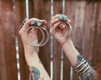 Custom Large #8 Turquoise Hoops