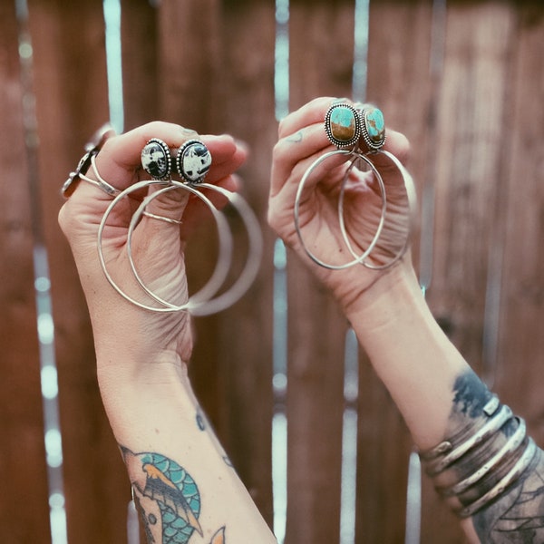 Custom Large #8 Turquoise Hoops