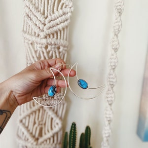 Custom Large Crescent Moon Turquoise Earrings image 3