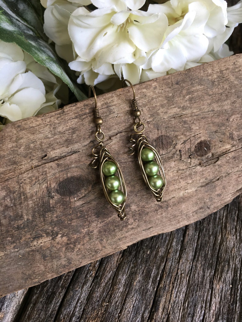 Pea Pod Earrings Wire Wrapped made the Way You Want Etsy
