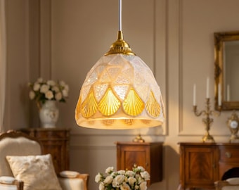 Coastal Pendant Light Seashell Lamp Beach House Kitchen Island Hanging Light Tiffany Pendant Ceiling Fixture Nautical Theme Dining Room