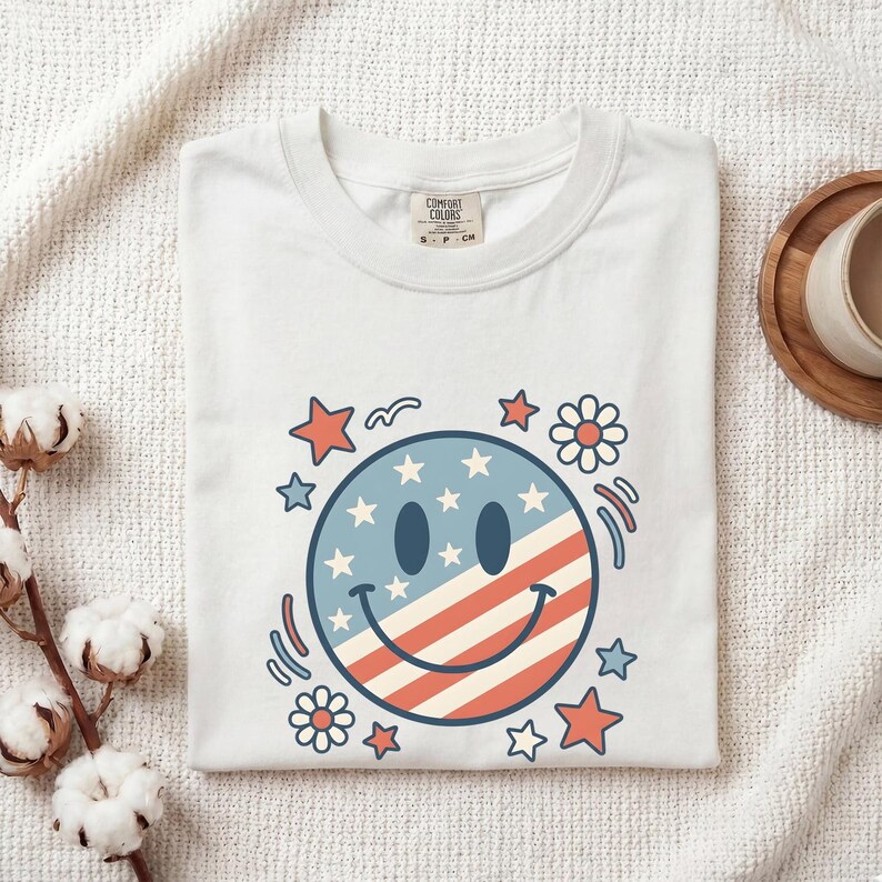 Rustic Smiley Face Patriotic Smiley Emoji PNG (digital Download) |vintage Rustic Smiley ...