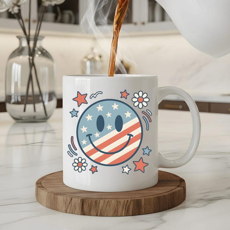 Rustic Smiley Face Patriotic Smiley Emoji PNG (digital Download) |vintage Rustic Smiley ...