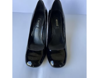 Ecco Schuhe Pumps Heels Frauen Gr. 39 US 8.5 Schwarz Lackleder