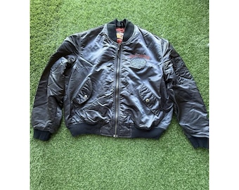 Chaqueta bomber vintage Harley Davidson Harley Owners Group HOG Satin, talla XXL, fabricada en EE. UU.