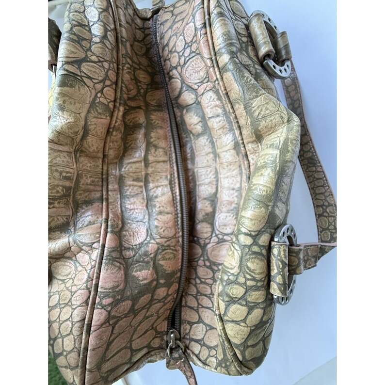 Donald J Pliner Dusty Pink Embossed Croc COUTURE Handbag.. Limited And Rare! image 5