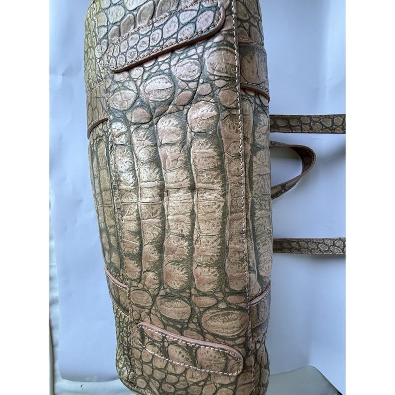 Donald J Pliner Dusty Pink Embossed Croc COUTURE Handbag.. Limited And Rare! image 6