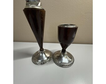 Juego de encendedor de mesa y cenicero Evans de plata esterlina vintage