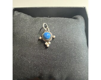 Navajo Turquoise Pendant Set In Sterling Silver