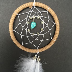 Dream Catcher for Car Mirror Brown, White, and Turquoise Stone image 2