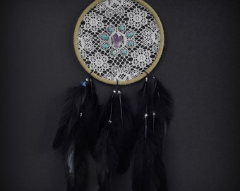 Dream Catcher- Lace with Turquoise and Amethyst Stones