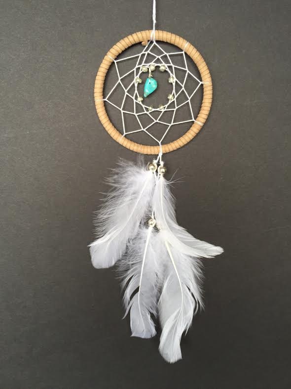 Dream Catcher for Car Mirror Brown White and Turquoise Etsy