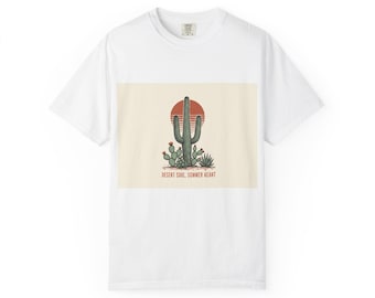 Wüsten-Kaktus-Sonnenuntergang-T-Shirt | Saguaro Illustration, südwestliche Vibes