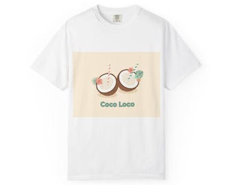 Coco Loco Kokosnuss Illustration T-Shirt | Tropisches Getränk-Grafik-T-Shirt