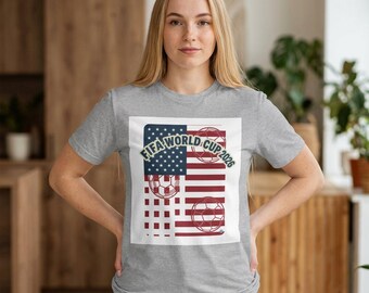 FIFA World Cup 2018 Amerikansk flagga Fotbollst-t-shirt | USA Fotbollsgrafik