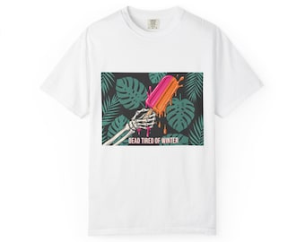Toten des Winters Müde Skelett Hand Eis T-Shirt | tropische Blätter, Sommervibes