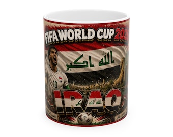 Iraq World Cup 2026 Soccer Ceramic Mug | Flag Stadium Artwork (11oz 15oz)