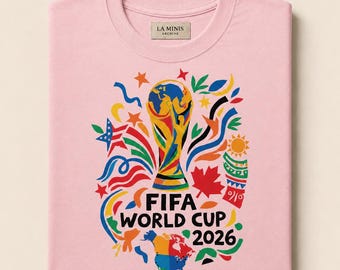 FIFAワールドカップ2026サッカーグラフィックTシャツ、カラフルなファン観戦パーティーシャツ