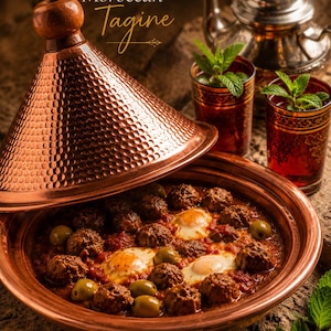 Handmade Moroccan Copper Tagine Pot | Authentic Engraved Traditional Cookware