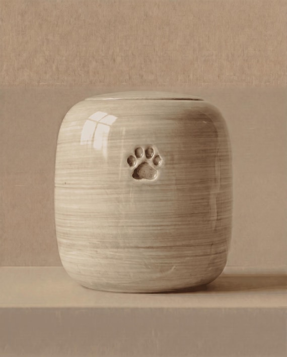 Urna in ceramica per ceneri di animali domestici - design minimal ed elegante - made in Italy