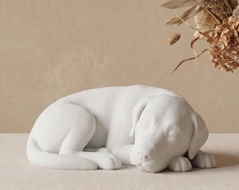 Durable Dog Urn – Sleeping Dog Design – 3D Printed Biodegradable PLA (Thermoplastic)