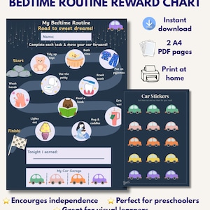 Kids Bedtime Routine Chart, Visual Schedule, Toddler Chore Chart,  Reward System (PDF Download)