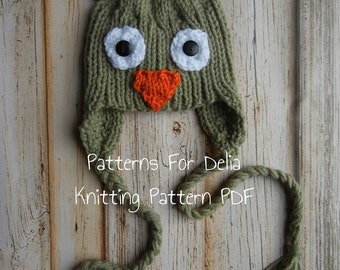 hat pattern knitting newborn easy baby earflap animal knit infant toddler child sock monkey football prop owl beginner beanie flat