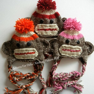 Sock Monkey Hat KNITTING PATTERN easy beginner newborn infant toddler child photography prop