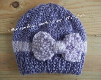 Bow Hat KNITTING PATTERN newborn baby infant toddler child photography prop