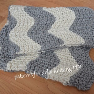 Chunky Chevron Baby Blanket KNITTING PATTERN easy beginner zig zag crib blanket baby shower gift image 2