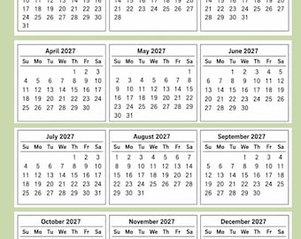 Calendario 2027, stampa digitale