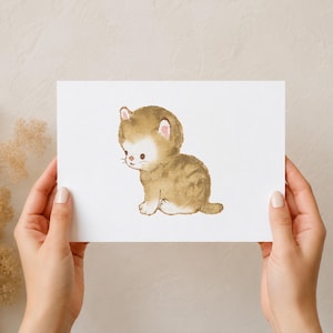 Free Sample – Vintage Kitten Clipart PNG | Cat Digital Download | Retro Cat Illustration | Nursery Clipart