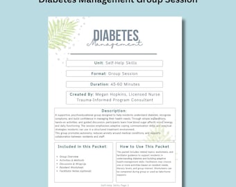Diabetes Management Group Packet | Psychoeducation, Symptoms, Balanced Plate Visual, Support Plan, Worksheets