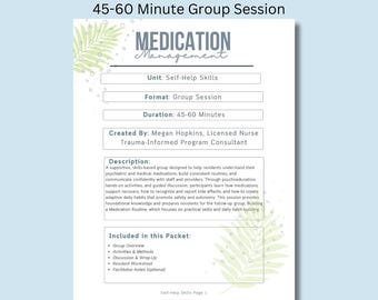 Medication Management Group Curriculum | Trauma‑Informed Psychoeducation, Worksheets, Activities & Facilitator Guide | Mental Health Program