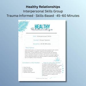 Gruppkurs för hälsosamma relationer | Arbetsblad om interpersonella färdigheter | Gränser, kommunikation, förtroende | Programklar PDF
