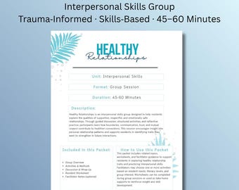 Healthy Relationships Group Curriculum | Interpersonal Skills Worksheets | Boundaries, Communication, Trust | Program‑Ready PDF