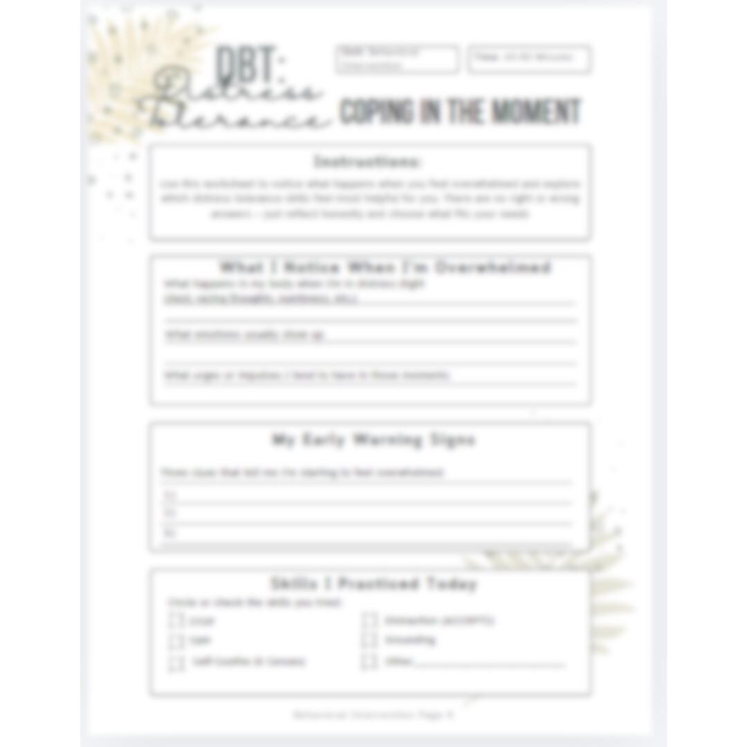DBT Distress Tolerance Module – Crisis Survival Skills, Trauma‑informed ...