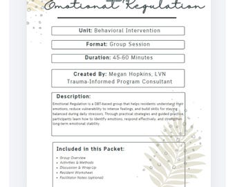 DBT Emotion Regulation Module – Trauma‑Informed Worksheets, Skills Training Activities & Facilitator Guide for Behavioral Health Programs
