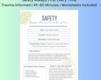 Safety Group Curriculum | Trauma‑Informed Self‑Help Skills | Boundaries, Emotional Safety & Communication Worksheets