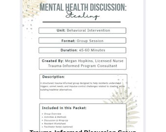 Stealing  Triggers, Unmet Needs & Impulse Control  Group Outline + Worksheet