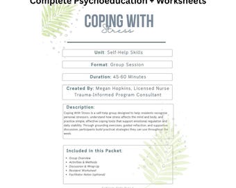 Coping With Stress Group | Psychoeducation, Activities & Worksheets | Self‑Help Skills PDF