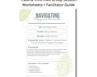 Navigating Appointments – Trauma‑Informed Group Session | Worksheets, Checklist, Appointment Card, Facilitator Guide