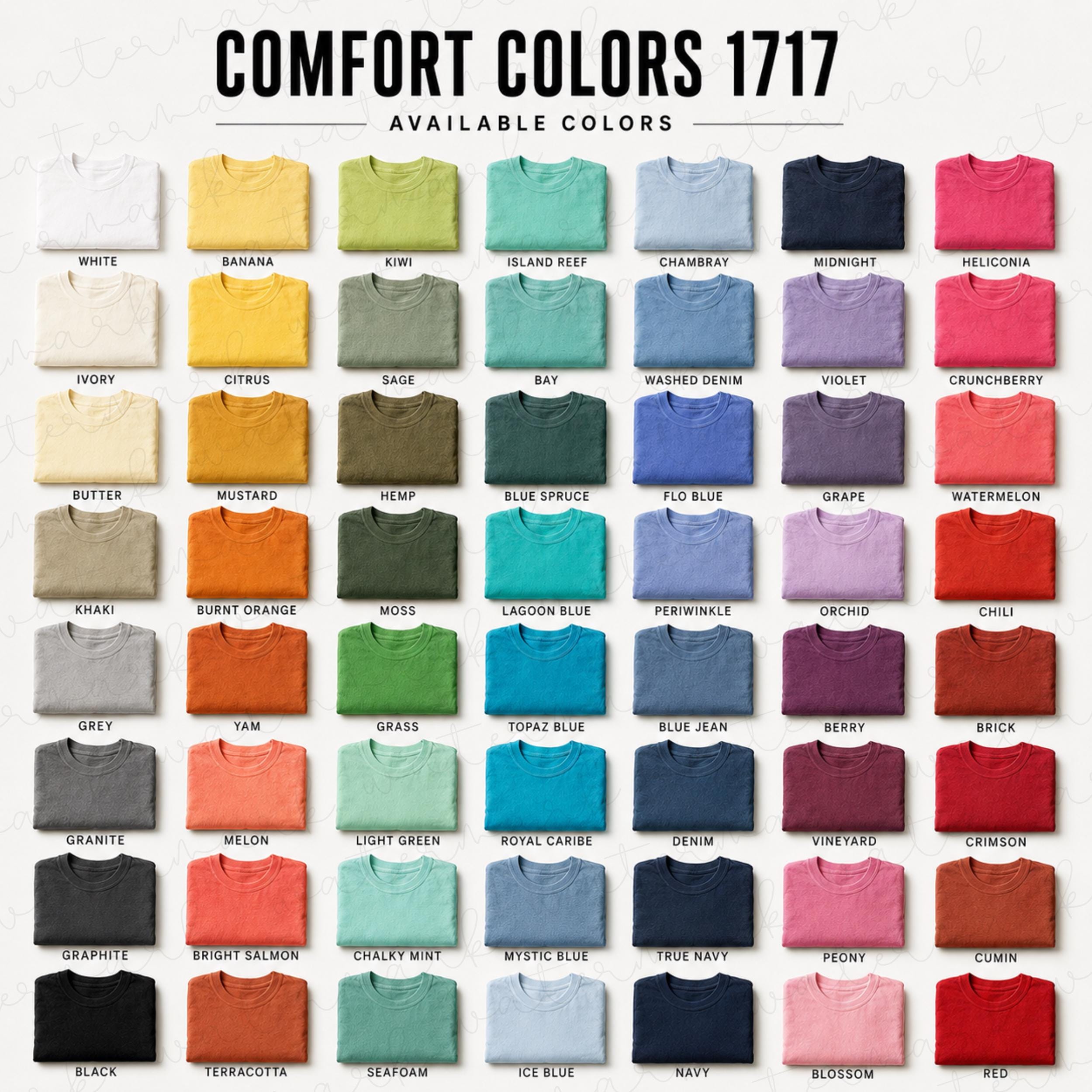 Comfort Colors 1717 Color Chart Mockup 56 Colors, Flaylay Color Chart ...